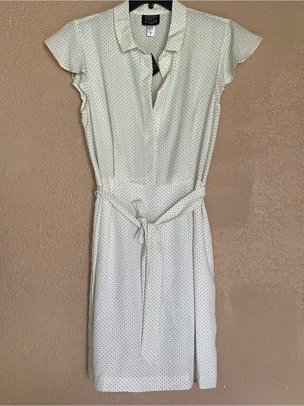 NFS!!! Simply Styled White Polka Dot Tie-Waist Dress